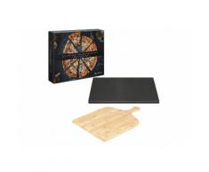 Navaris Pizzastein, Cordierit, XL für Backofen Grill aus Cordierit - Pizza Stein Ofen mit Pizzaschaufel - Gasgrill Holz-Kohle Herd Teller rechteckig 38x30cm - glasiert