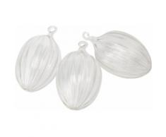 Krebs Glas Lauscha Osterei »Rillen« (Set, 3 Stück), mit Ostergras