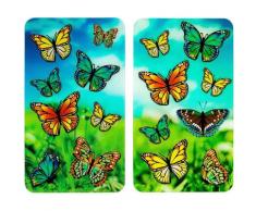 WENKO Herd-Abdeckplatte »Schmetterlinge«, Glas, Kunststoff, (Set, 2 tlg), für alle Herdarten