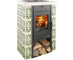 Haas + Sohn Kaminofen »TIROL343.15 s/g/w«, 6 kW, Zeitbrand, (1-tlg), Keramik grün/weiss