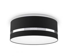 Joop! Deckenleuchte »ROUND LIGHTS CHROME«, Deckenleuchte mit rundem, gewebtem Textil-Leuchtenschirm in Schwarz und eingelassenem Metall-Dekorband