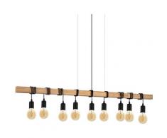 EGLO Pendelleuchte »TOWNSHEND«, schwarz, braun / L150 x H110 x B10 cm / exkl. 9 x E27 (je max. 60W) / Deckenlampe - Vintage - Retro - Design - Lampe - Pendellampe - Hängelampe - Esstischlampe - Esstisch - Wohnzimmerlampe - Holzleuchte