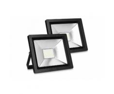 kwmobile LED Flutlichtstrahler, 2x LED Flutlicht Strahler 30W - LED-Strahler 2100 Lumen mit Stromkabel - Flutlichtstrahler Hof Treppe Garten Garage Wand - Fluter Scheinwerfer