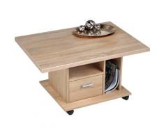 PRO Line Couchtisch, aus Holz Nachbildung, mit Rollen, viel Stauraum durch Ablagefächer und Zeitungsfach, rechteckig