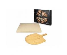 Navaris Pizzastein, Schamottstein, für Backofen Grill aus Cordierit - 38x30cm Pizza Stein für Ofen mit Pizzaschaufel - Gasgrill Holz-Kohle Herd Teller rechteckig