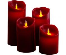 näve Dekolicht »Kerzen«, 4er Set (Höhe 10cm 12,5cm 15cm 17,5cm) rot dimmbar Timer Ø 7,5cm