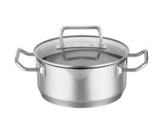 RÖSLE Bratentopf »EXPERTISO«, Edelstahl 18/10, (1-tlg), Universaltopf, mit Innenskalierung, Ausgießschnaupen und Glasdeckel, spülmaschinen- und induktionsgeeignet, Ø 20 cm