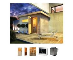 welltime Saunahaus »Sönke 1«, BxTxH: 336 x 196 x 228 cm, 38 mm, (Set) 9 kW-Bio-Ofen mit ext. Steuerung