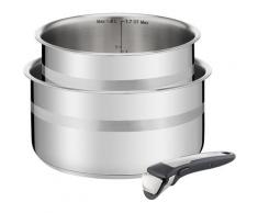 Tefal Topf-Set »Ingenio Jamie Oliver«, Edelstahl, (Set, 3-tlg), Ø 16/18 cm + 1 abnehmbarer Griff, platzsparend, backofenfest, für alle Herdarten, induktionsgeeignet