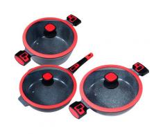 KING Pfannen-Set »Click-Grip«, (Set, 3-tlg), Induktion, (Servierpfanne, Bratpfanne, Kochtopf)