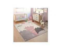 Kinderteppich »Cosmo 707«, Paco Home, rechteckig, Höhe 13 mm, 3D-Design, niedliches Motiv Berge & Sterne, Pastell-Farben, Kinderzimmer