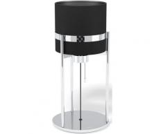 Joop! Tischleuchte »ROUND LIGHTS CHROME«, Tischleuchte mit rundem, gewebtem Textil-Leuchtenschirm in Schwarz und eingelassenem Metall-Dekorband