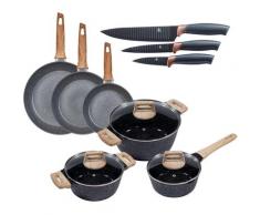 KING Topf-Set »Essential«, Aluminium, (Set, 12-tlg., 3 Töpfe, 3 Deckel, 3 Pfannen, 3 Küchenmesser), Induktion