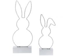 Schneider LED Dekofigur »Hasenduo mit Glitzer«, Höhe ca. 29,5 cm + 39,5 cm, Osterhase