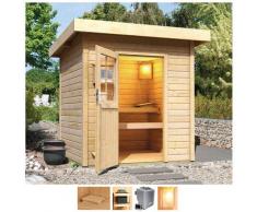 Karibu Saunahaus »Klaas«, BxTxH: 196 x 196 x 228 cm, 38 mm, 9-kW-Bio-Ofen mit ext. Steuerung