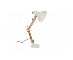 Navaris Schreibtischlampe, Design Holz Schreibtischleuchte - E27 Fassung - mit Standfuß - Retro Tischlampe mit verstellbarem Gelenkarm - Vintage Nachttischlampe
