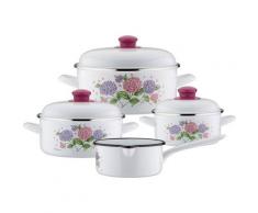 GSW Topf-Set »Hortensie«, Stahl-Emaille, (Set, 7-tlg), Induktion