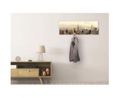 Artland Garderobenpaneel »Skyline Manhattan - New York«, platzsparende Wandgarderobe aus Holz mit 4 Haken, geeignet für kleinen, schmalen Flur, Flurgarderobe