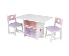 KidKraft® Kindersitzgruppe »Tisch mit Aufbewahrungsboxen und 2 Stühlen Herzchen«, (3-tlg)