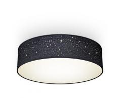 B.K.Licht Deckenleuchte, Textil-Sternenhimmel, Schwarz, Ø38cm, 2-flammig E27, Stoffdeckenleuchte rund, Schlafzimmerlampe, Textilschirm, ohne Leuchtmittel