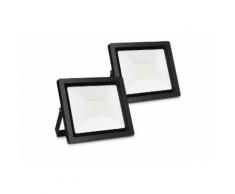 kwmobile LED Flutlichtstrahler, 2x LED Flutlicht Strahler 50W - LED-Strahler 3250 Lumen mit Stromkabel - Flutlichtstrahler Hof Treppe Garten Garage Wand - Fluter Scheinwerfer