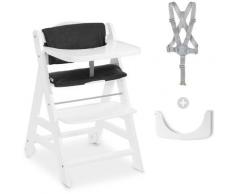 Hauck Hochstuhl »Beta+B, weiß« (Set), inkl. Holztisch, Schutzbügel und Sitzkissen