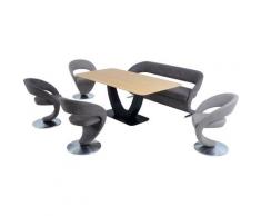 K+W Komfort & Wohnen Essgruppe »Wave«, (Set, 6-tlg), Design-Solobank mit 4 Design-Drehstühlen in zwei verschiedenen Farben und Tisch in 180x90cm