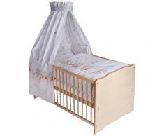 Julius Zöllner Komplettbett »natur, Knuddlbär, grau«, 7-tlg., inkl. Babybett, Matratze, Lattenrost, Himmelstange mit Himmel, Nestchen und Bettwäsche Made in Europe