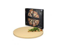 Navaris Pizzastein, Schamottstein, XL für Backofen Grill aus Cordierit - für Ofen Brot Backen Flammkuchen - Gasgrill Holz-Kohle Herd Teller rund Ø 30,5cm