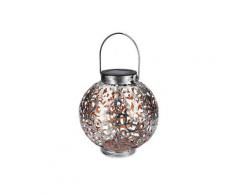 Navaris LED Gartenleuchte, Metall LED Solarlaterne außen - mit Tragegriff - 16cm - Faszinierender Schatteneffekt - Orientalische Garten Solar Laterne - Gartendeko Lampe