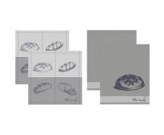 DDDDD Geschirrtuch »Bread«, (Set, 4-tlg., Combi-Set: bestehend aus 2x Küchentuch + 2x Geschirrtuch)
