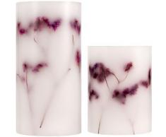 Pauleen LED-Kerze »Shiny Bloom« (Set, 2-tlg), Wachskerze, Timer, weiss/Blumen