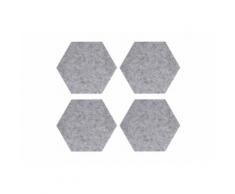 Navaris Pinnwand, Filz Memoboards Set sechseckig - 4x Filzboard 20 x 17 x 1,5cm mit Stecknadeln und Klebeband - für Küche und Büro