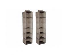 Navaris Stoffschrank 2er Set Stoffregal Kleiderschrank Organizer - 2x 6 Fächer Hängeregal aus Stoff für Kleiderschrank - 30x30x126cm Hängeaufbewahrung