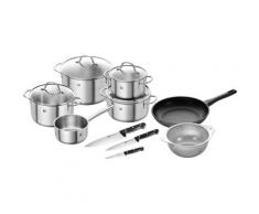 Zwilling Topf-Set »Flow/Shine/Table/Twin Chef 2«, Edelstahl, (Set, 10-tlg), Induktion, inkl. Pfanne 28 cm, 3-in1-Sieb, 3-teiligem Kochmesser-Set