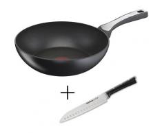 Tefal Wok »Unlimited On + Ice Force«, Aluminium (Set, 2-tlg., Unlimited On Wokpfanne 28 cm + Ice Force Santokumesser), Set: Antihaft-Wokpfanne 28cm (alle Herdarten) + Santokumesser 20cm