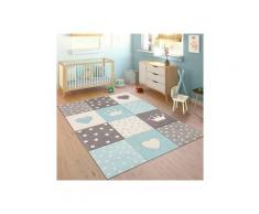 Kinderteppich »Cosmo 339«, Paco Home, rechteckig, Höhe 16 mm, Kurzflor, Pastell Farben, Patchwork Design, 3D Effekt, Motiv Herzen, Punkte & Krone, Kinderzimmer