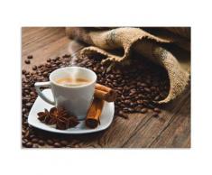 Artland Küchenrückwand »Kaffeetasse Leinensack mit Kaffeebohnen«, (1-tlg), selbstklebend in vielen Größen - Spritzschutz Küche hinter Herd u. Spüle als Wandschutz vor Fett, Wasser u. Schmutz - Rückwand, Wandverkleidung aus Alu