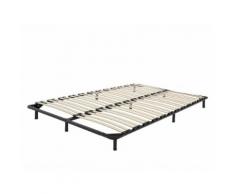 Lattenrahmen Pappelholz Metall 140 x 200 cm 48 Federleisten freistehend für Doppelbett
