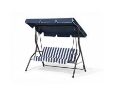 Hollywoodschaukel blau/weiß Stahl Sonnendach verstellbar Outdoor Terrasse