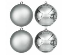 Weihnachtskugeln aus Kunststoff, silber, 10 cm Ø, 4 Stück