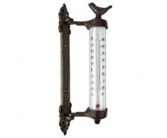 Gartenthermometer Zaunkönig, Wandmontage, Gusseisen, ca. 9 x 5 x 27 cm