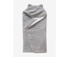 Einschlagdecke für Babyschale, Mikrofaser/Fleece weiß/grau von vertbaudet