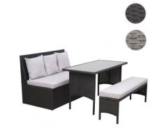 Poly-Rattan Garnitur HWC-G16, Garten-/Lounge-Set Sitzgruppe, Gastronomie 2er Sofa Tisch Bank ~ Variantenangebot