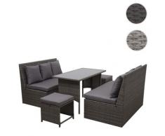Poly-Rattan Garnitur HWC-G16, Garten-/Lounge-Set, Gastronomie 2x2er Sofa Tisch 2xHocker ~ Variantenangebot
