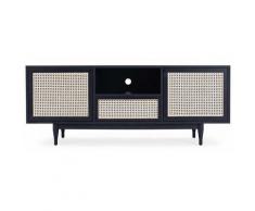 Möbel TV-Schrank - Rattan & Schwarzes Holz - NV GALLERY - LINCOLN