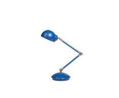 Büroleuchte Blau Metall 60 cm Arm und Schirm verstellbar Kabel mit Schalter Industrie Look
