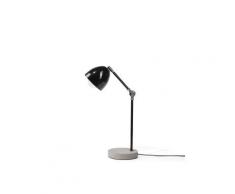 Büroleuchte Schwarz Metall 42 cm Betonfuß Arm und Schirm verstellbar Kabel mit Schalter Industrie Look