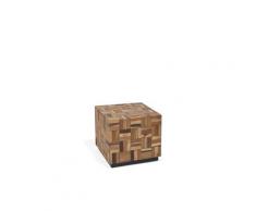 Couchtisch Braun 45 x 45 cm Teakholz Lackiert Teakholzstücken Mosaik Würfel Quadratisch Modern