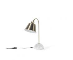 Büroleuchte Messing Metall 46 cm Marmorfuß Arm und Schirm verstellbar Kabel mit Schalter Modernes Design